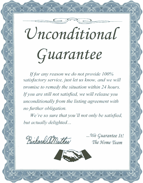 Unconditional Guarantee - Home Realty Group Mason City, Iowa, Clear Lake IA  Realtor