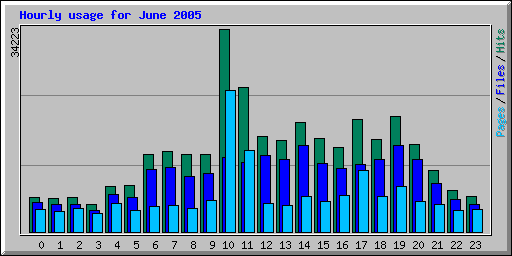Hourly usage for June 2005
