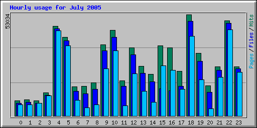 Hourly usage for July 2005