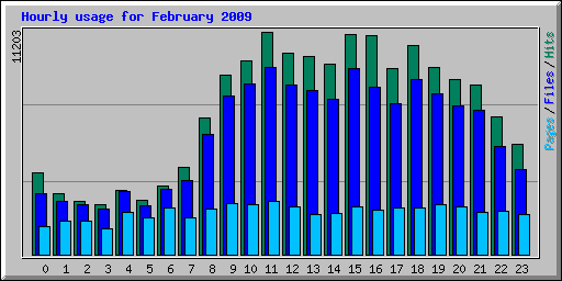 Hourly usage for February 2009